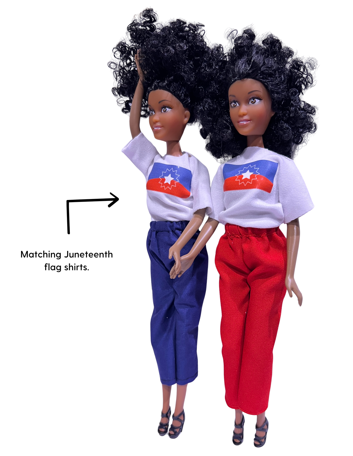 Juneteenth Twin Pack Commemorative Dolls featuring Juneteenth Flag T-Shirt