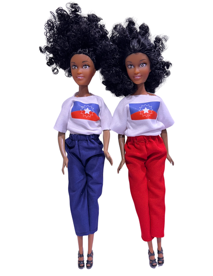 Juneteenth Twin Pack Commemorative Dolls featuring Juneteenth Flag T-Shirt